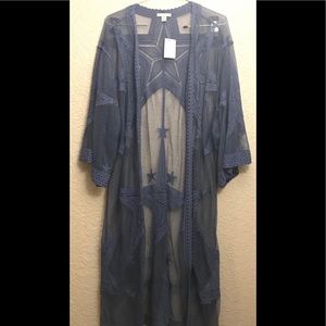 C Est Star Lace duster flowy kimono periwinkle